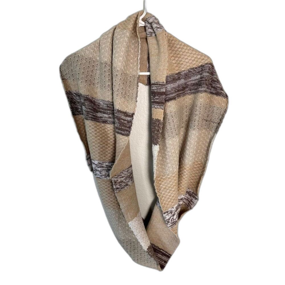 Portolano Luxury Knit Infinity Scarf Wool Cashmere Rabbit Hair Earth Tone Cozy